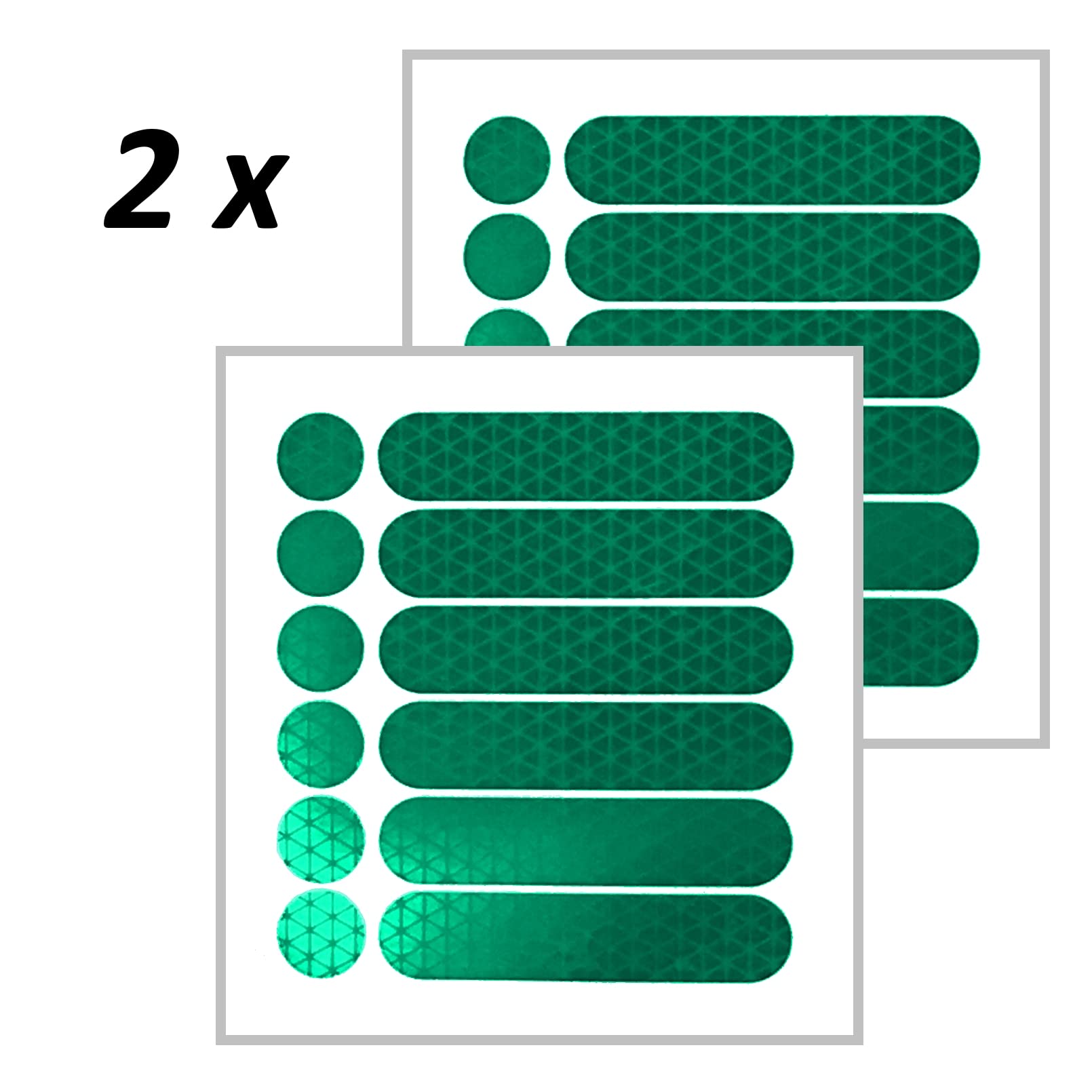 customTAYLOR33 Lot de 2 autocollants réfléchissants de sécurité pour moto, vélo, snowboard, casque de course ou véhicules (12 bandes et 12 cercles), vert