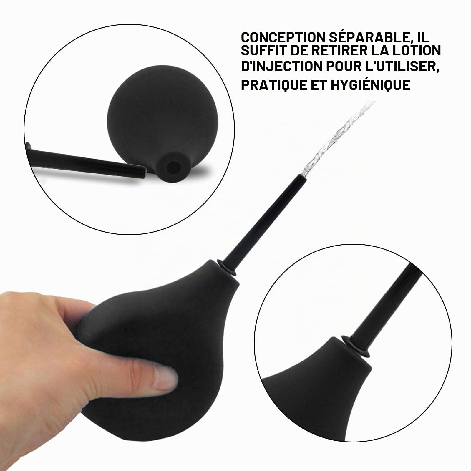 SKHAOVS Enema Bulb 160ml Poire de Lavement Intime Femme Homme Nettoyage Kit De Douche avec 2 Buses En Silicone Amovibles 1 Brosse De Nettoyage