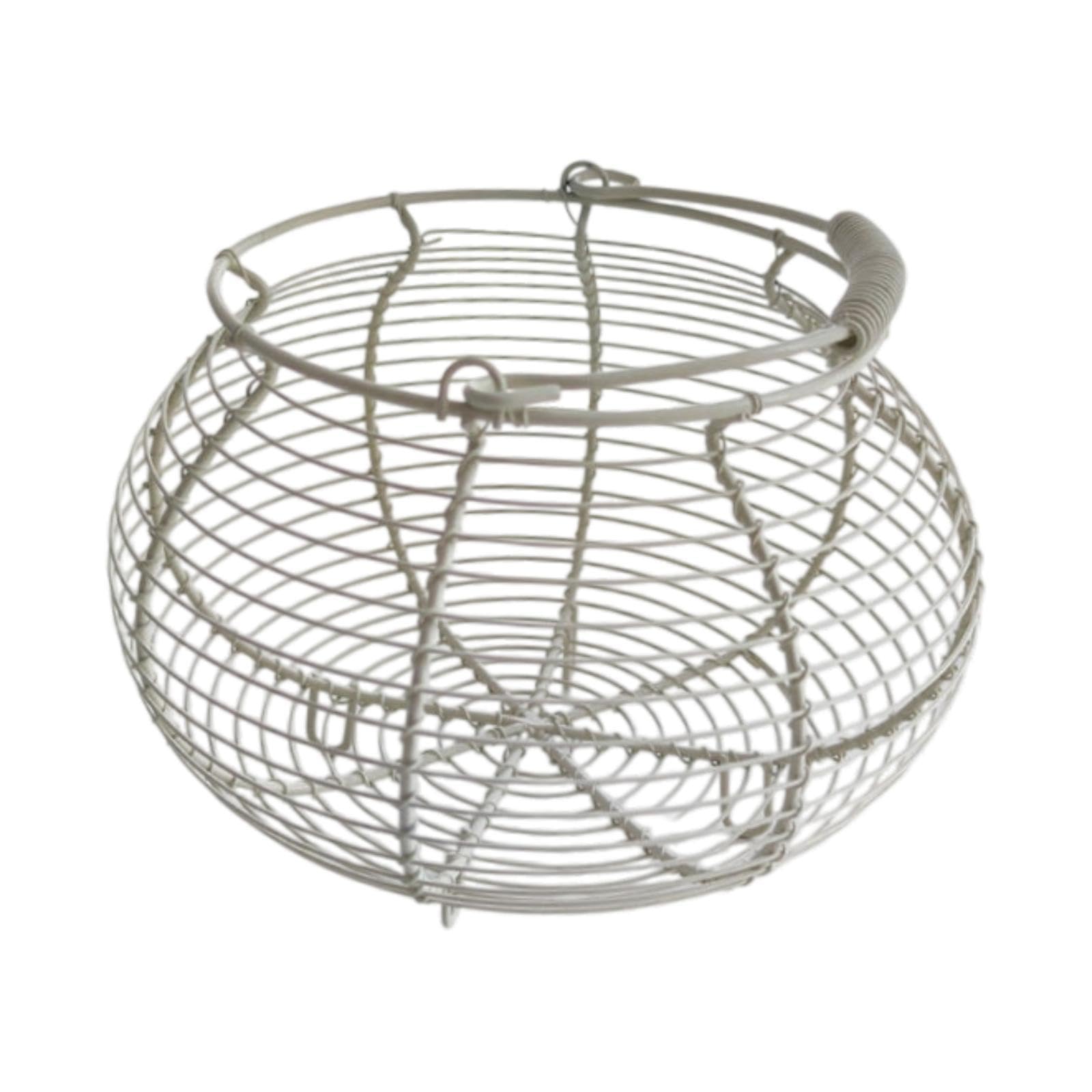 perfk Cesto portauova in filo metallico, cestino per raccogliere le uova, rustico, fattoria, supporto da banco rotondo, contenitore per uova di, Bianco