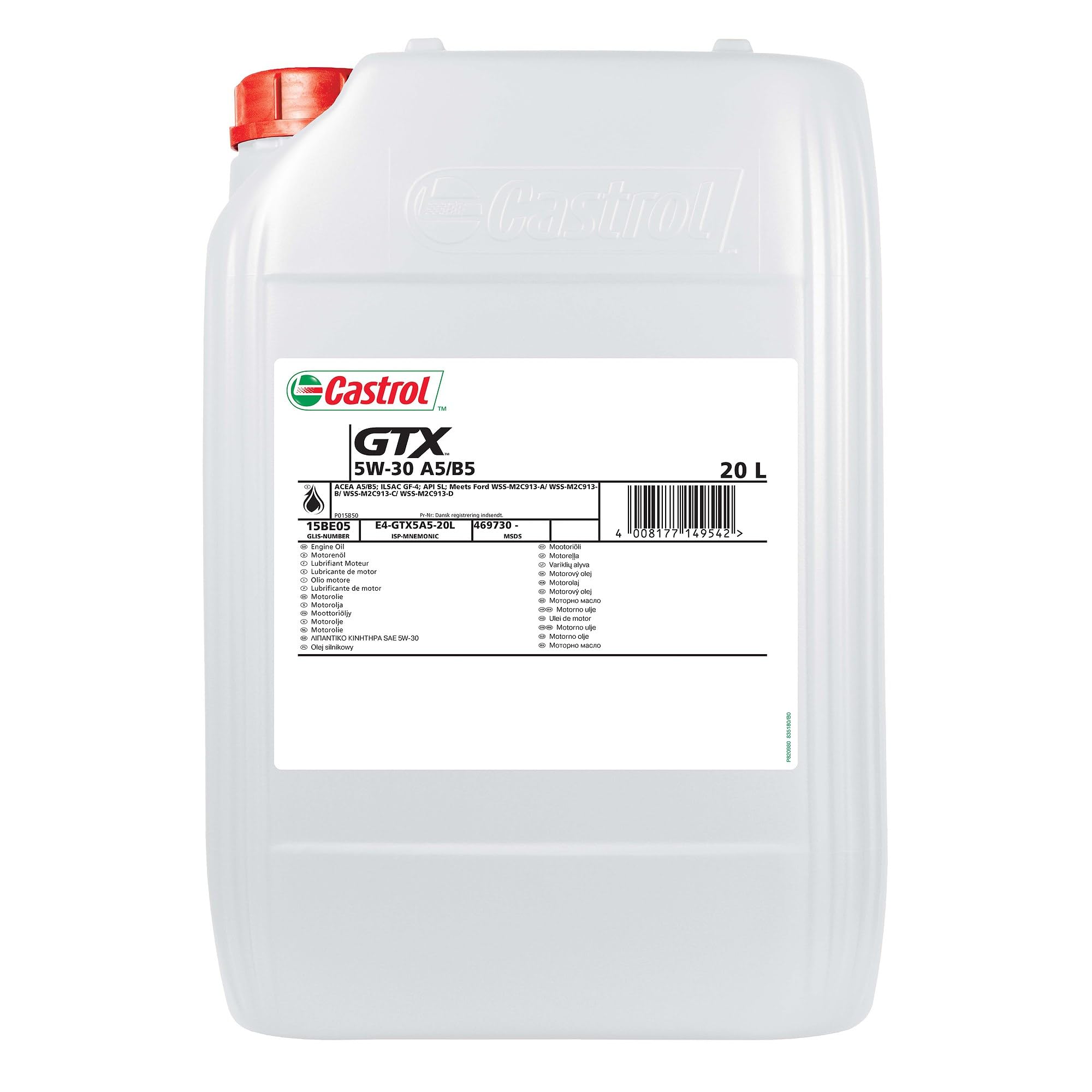Castrol ACEITE GTX 5W-30 A5/B5, 20 L E4