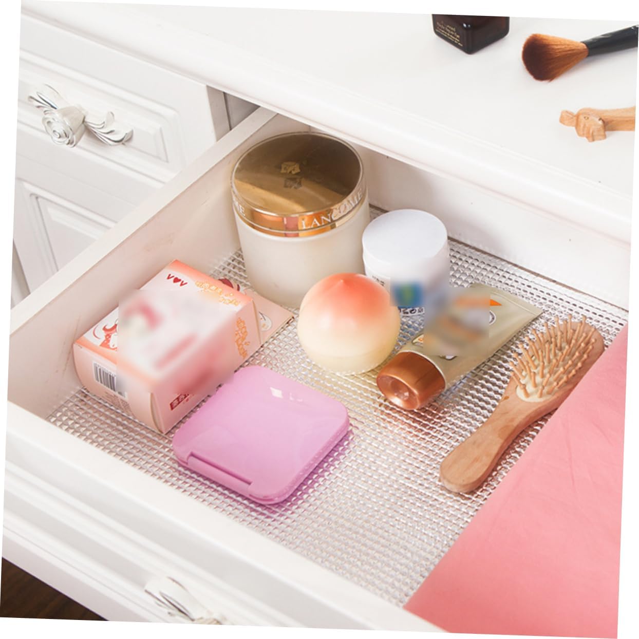 Oil-Proof Aluminum Foil Mat Waterproof Drawer Liner Easy-Cut 60x300cm Kitchen and Cabinet Protector for Home Use