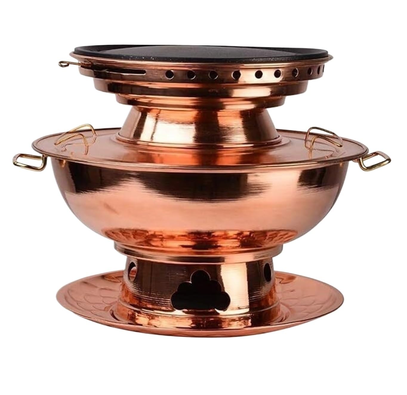 INUUXLG Chinese Hotpot Chinese Copper Thickened Hot Pot Boiling and Rinsing Dual-Purpose Pot Heating Copper Hot Pot(34cm) (A 36cm)