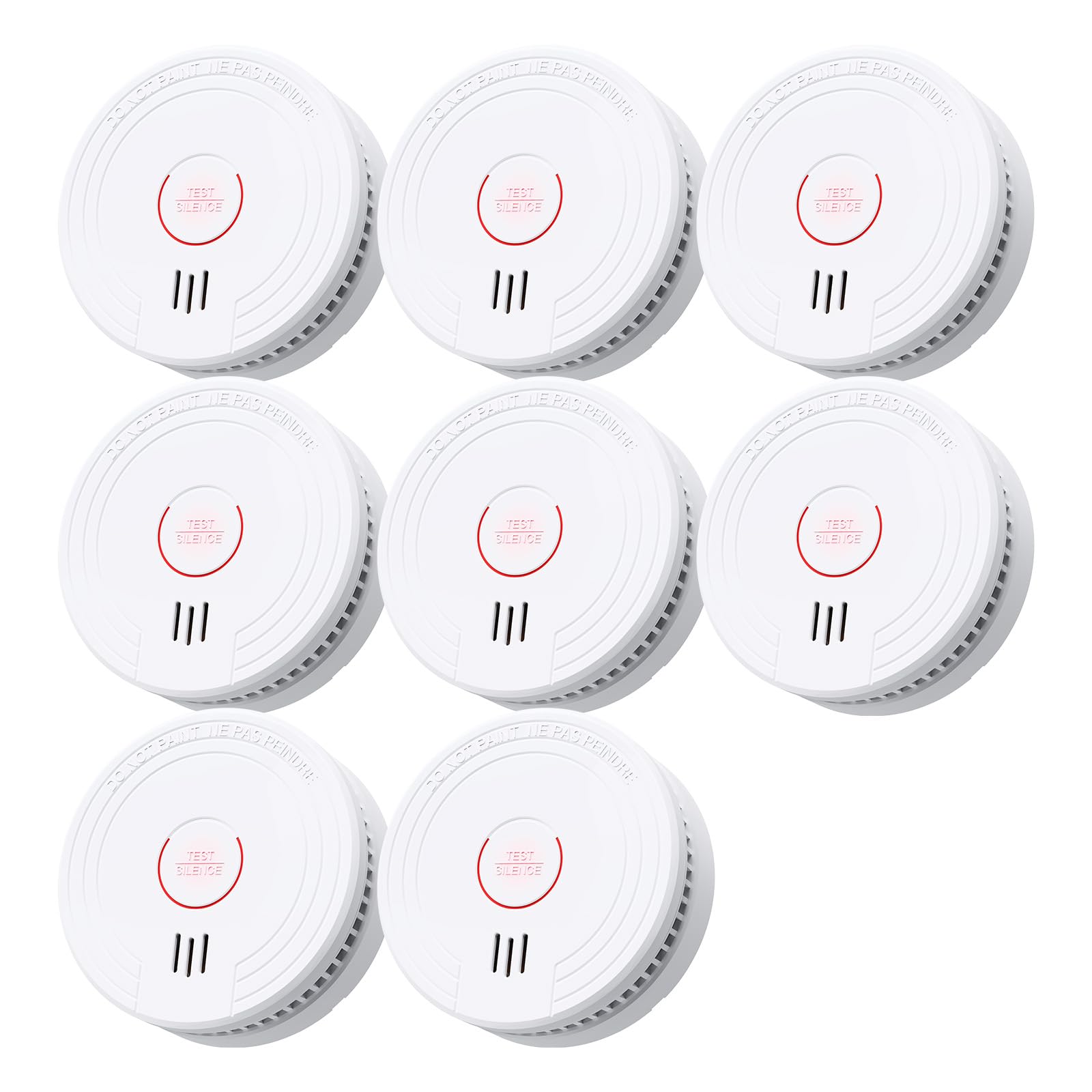 Dual-Beam Photoelectric Sensor Smoke Alarm with Test-Silence Button,LED light Fire Detectors for Home SITERLINK Smoke Detectors Replaceable Battery,GS509A-2NCDR 8pack