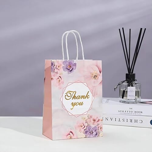 Miniatura 3 de DSVIMOY 14 bolsas de regalo, bolsas de papel, bolsas de papel de estraza de alta calidad, texto en papel de aluminio para venta al por menor,