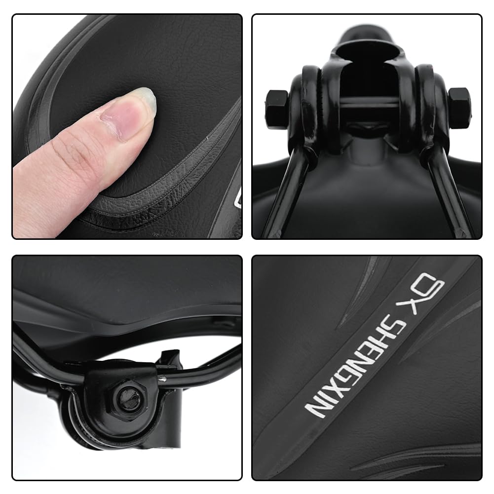PU Leather Mountain Bike Saddle - Waterproof Cycling Seat for Mountain Road, Spinning & Exercise Bikes, Black - Image 3