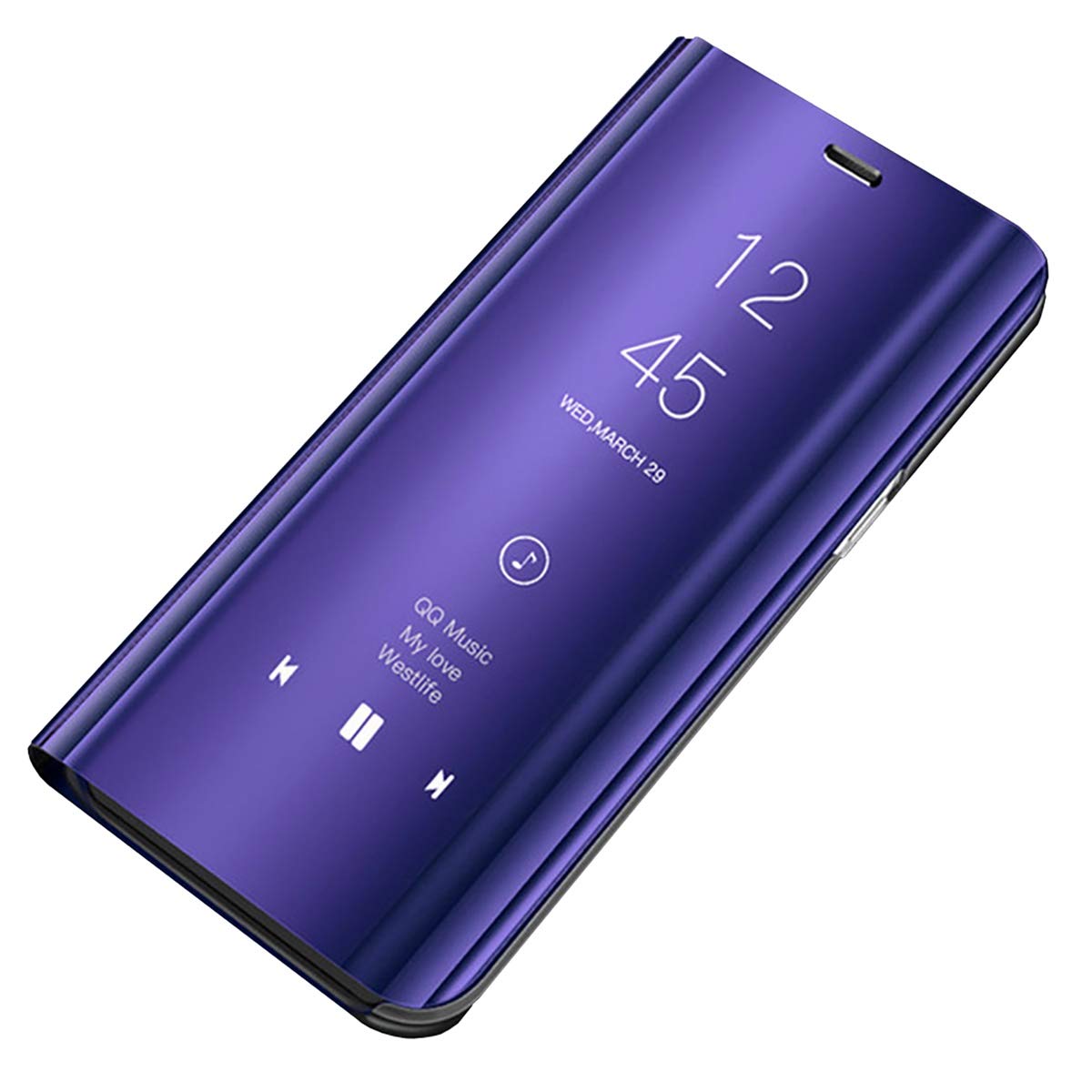 Custodia A Specchio In Pelle Per Huawei P40 Pro / P40 Lite – Cover Flip Con Funzione Supporto E Visione Schermo, Pratica Ed Elegante (Viola) - 4