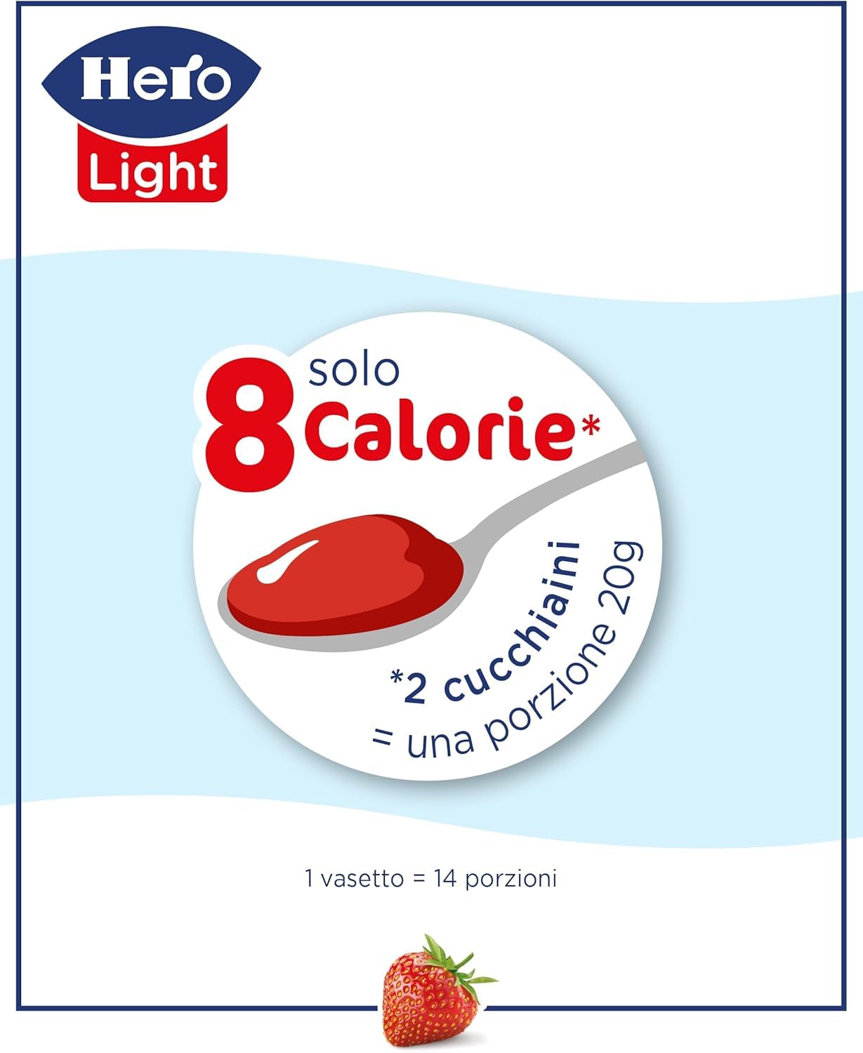Hero Light Erdbeeren Marmelade, 8 Gläser 280 g, ohne Konservierungsstoffe, ohne Farbstoffe + Italian Gourmet polpa 400g
