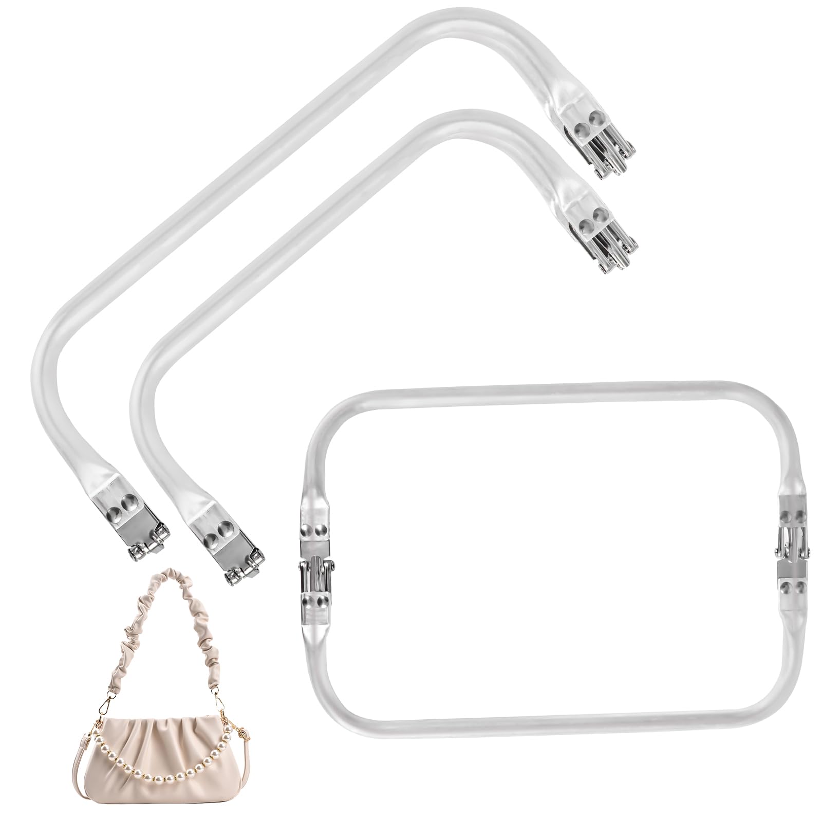 2 Pezzi Chiusura A Molla Per Borse - Cornice In Alluminio 20cm, Per Borse Uncinetto E Fai Da Te - Foto 3