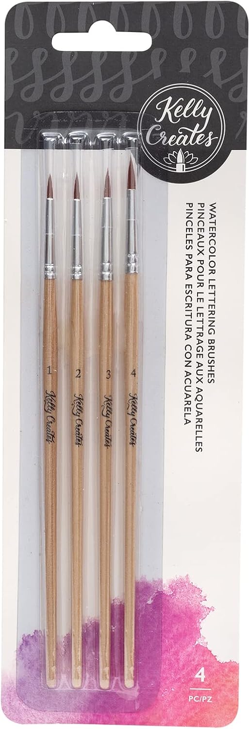Kelly Creates Round Watercolor Round Brush Set 4/Pkg-1.5mm, 1.9mm, 2mm & 2.2mm