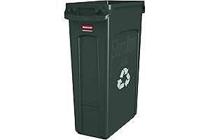 Rubbermaid Commercial Products Slim Jim Plastic Rectangular Kitchen Recycling Bin with Venting...