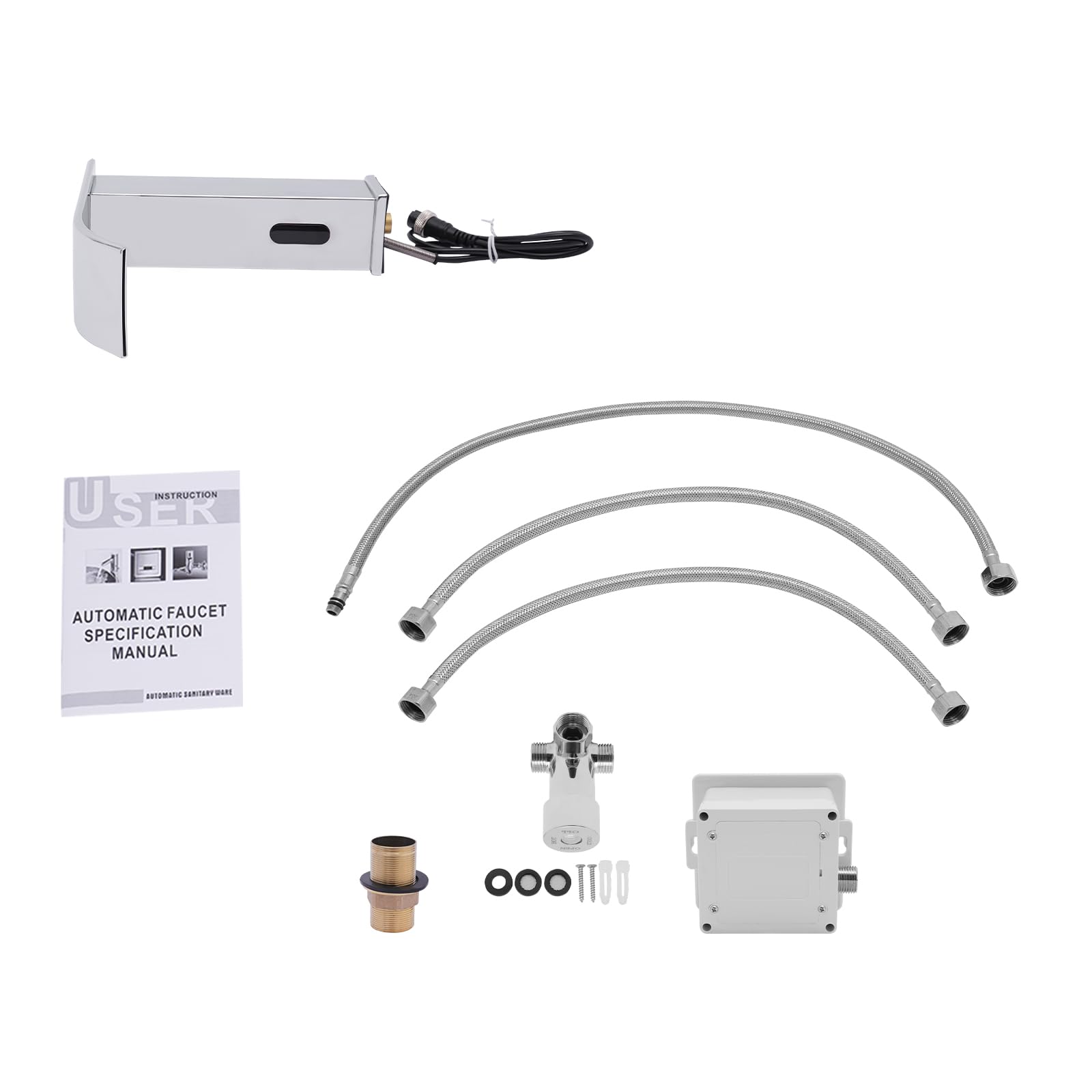 Grifo con sensor infrarrojo para baño, grifo de lavabo sin contacto, con sensor automático, para lavabo, baño (16,5 x 18 cm)