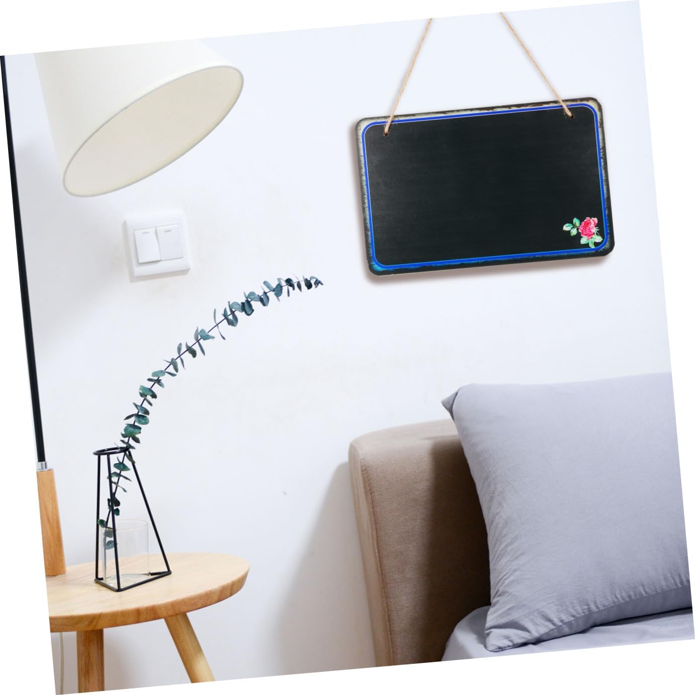Rectangular Chalkboard Message Board for DIY with Hanging Hook, Single-Sided Decorative Bulletin Board, Creative Reminder Sign for Home, Café, Classroom, and Office Use Random