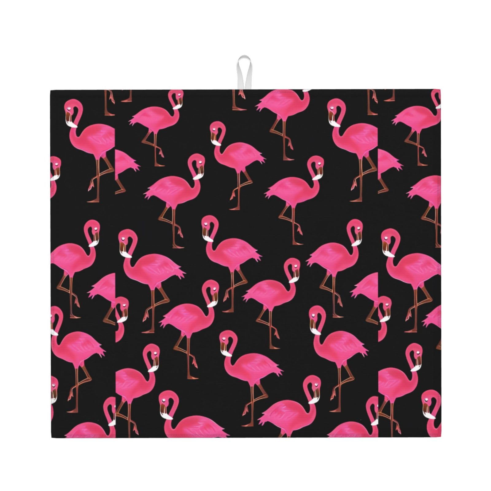 WHJSHOP Lovely Pink Flamingos Prints Kitchen Drying Mat - Absorbent Dish Drying Throw with Vibrant Prints, Quick-Dry Countertop Layer for Dishes & Glassware - Non-Slip