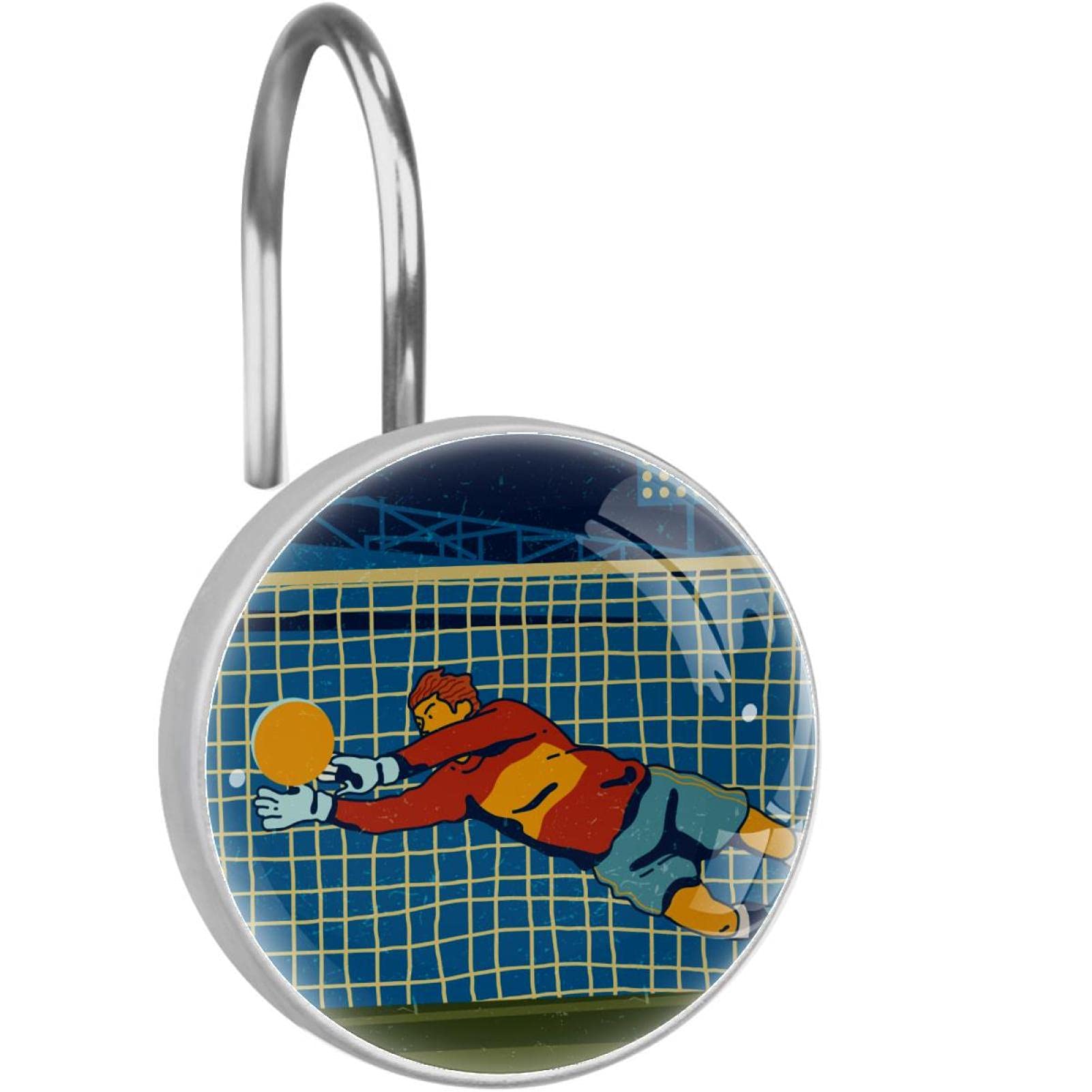 Crochets pour rideau de douche anti-rouille en acier inoxydable rigide de football
