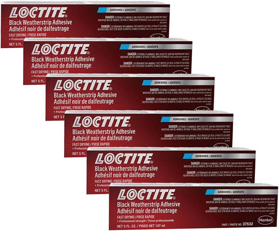 Loctite Weatherstrip Adhesive, Black, 5oz. Tube, 6Pack