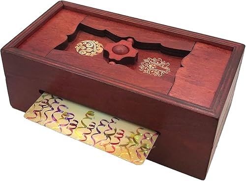 Miniatura 6 de Caja secreta de rompecabezas de buena suerte, tarjetero de dinero y regalo en un candado de madera con compartimento oculto, alcancía