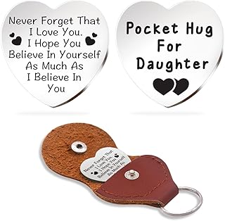 Believe in Yourself Inspirational Pocket Hug Token Gift for Daughter from Mom Dad,Long Distance Relationship Keepsake Double Sided Pocket Hug Token Graduation Birthday Gift for Daughter