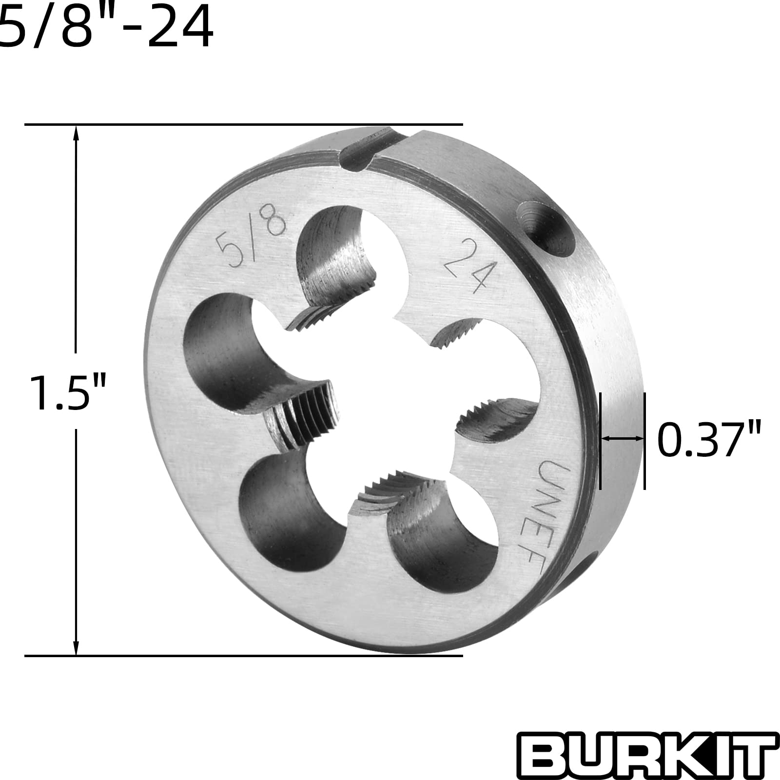Strumenti di filettatura Set di maschi e filiere UNEF da 5/8"-24 destro, maschio for filettatura a macchina UNEF da 5/8 x 24 e filiera tonda