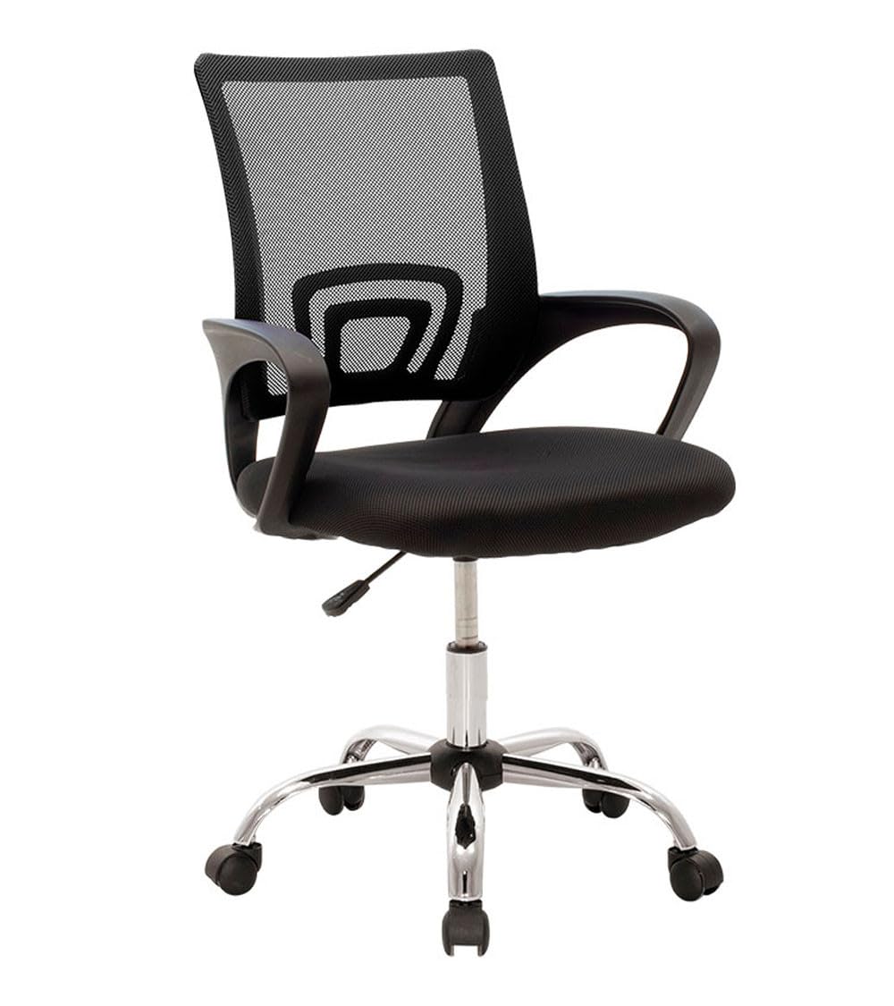 Home Heavenly® - Silla Escritorio Juvenil Nala, Silla Oficina giratoria y Regulable en Altura, en Tejido 3D y Patas metálicas. 100x52x54 cm. (Negro)