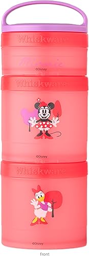Whiskware Disney - Contenedores apilables para aperitivos para niños y niños pequeños, 3 tazas apilables para aperitivos para la escuela y viajes,