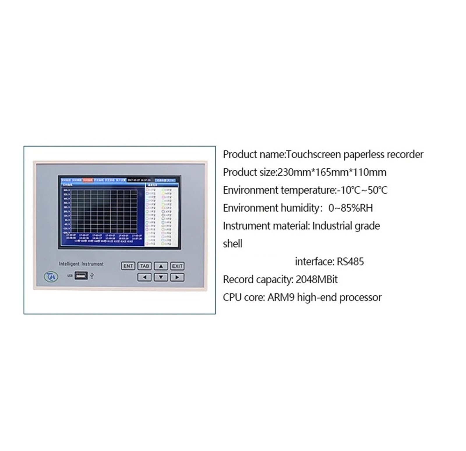 Bildschirmschreiber Datenlogger Multi 16 Kanäle Digital Strom Spannung USB Temperatur Druck RS485 4-20mA(2 Channel(no Output))