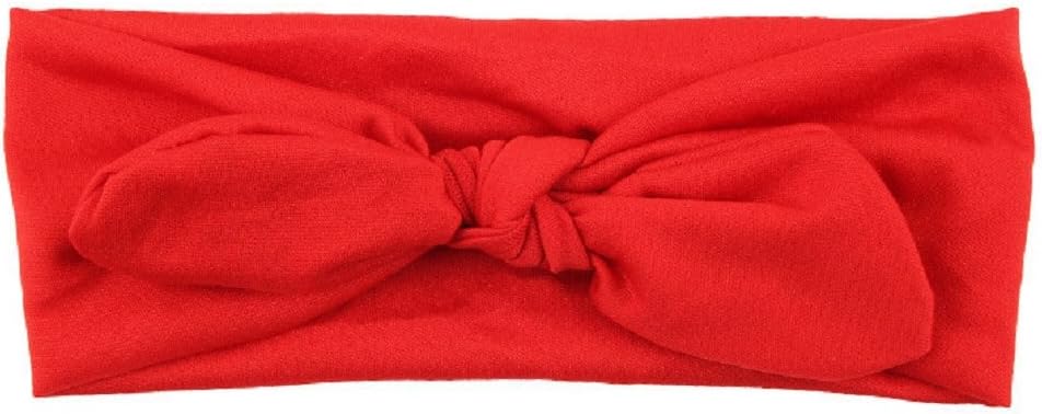 Yalasa Cute Baby Kids Girls Rabbit Bow Ear Hairband Headband Turban Knot Head Wraps (red)