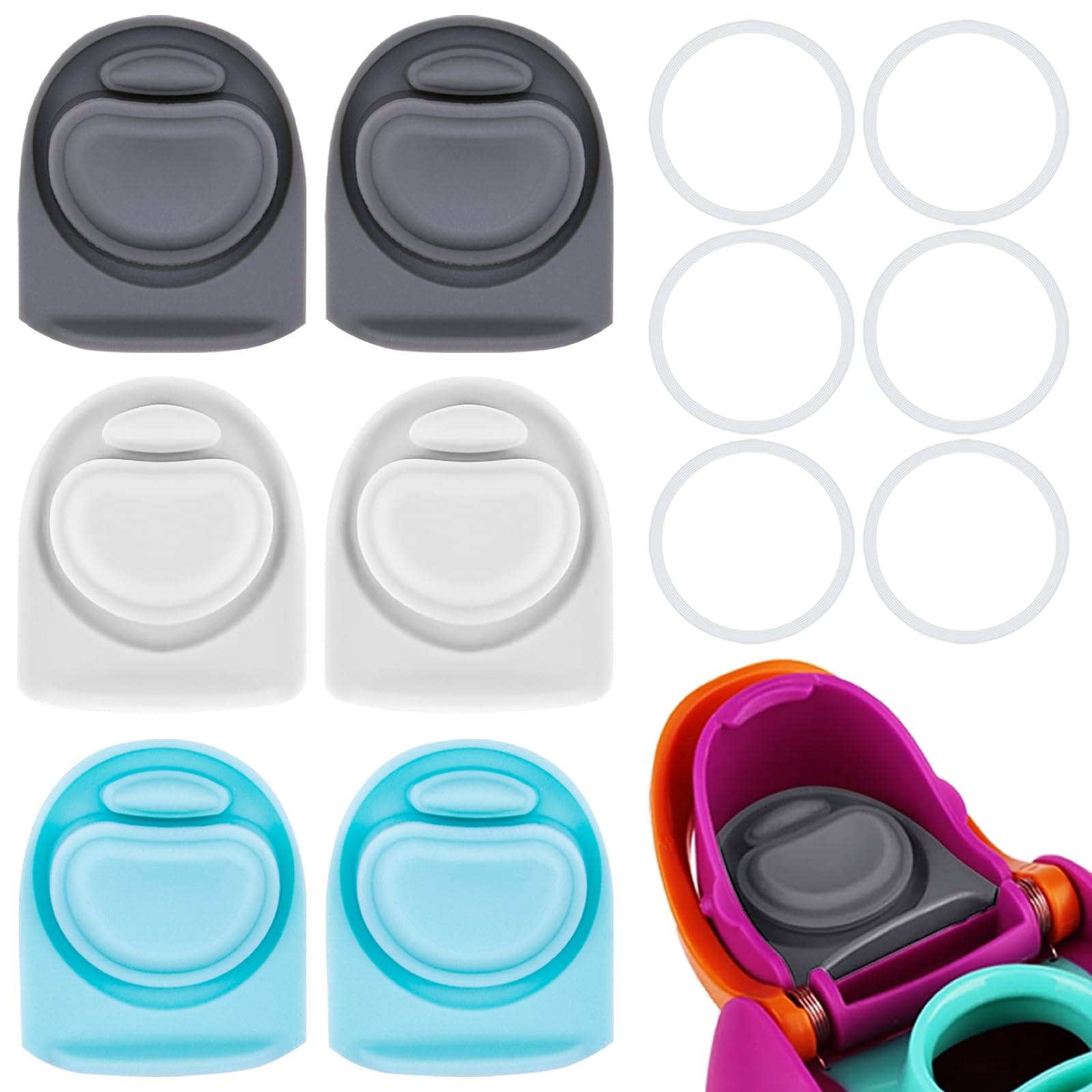 ZONBBEE 6 Sets Replacement Stopper and O Ring Gasket Compatible with Owala FreeSip 24oz 32oz,Water Bottle Lid Insert Cap Rubber Seal Parts for Owala 16/19/24/32/42oz Mouth Piece Accessories CBE1