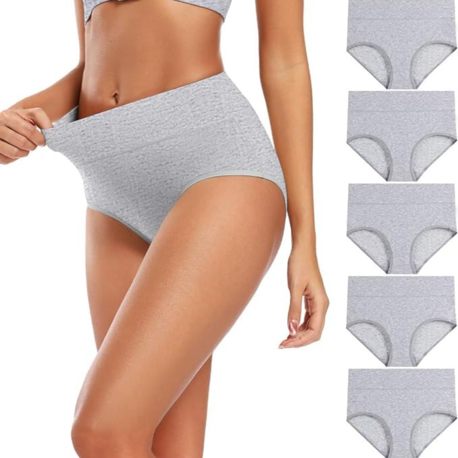 Generisch Biancheria intima da donna in cotone sciancrato, completamente coprente, morbida, da donna, confezione da 5