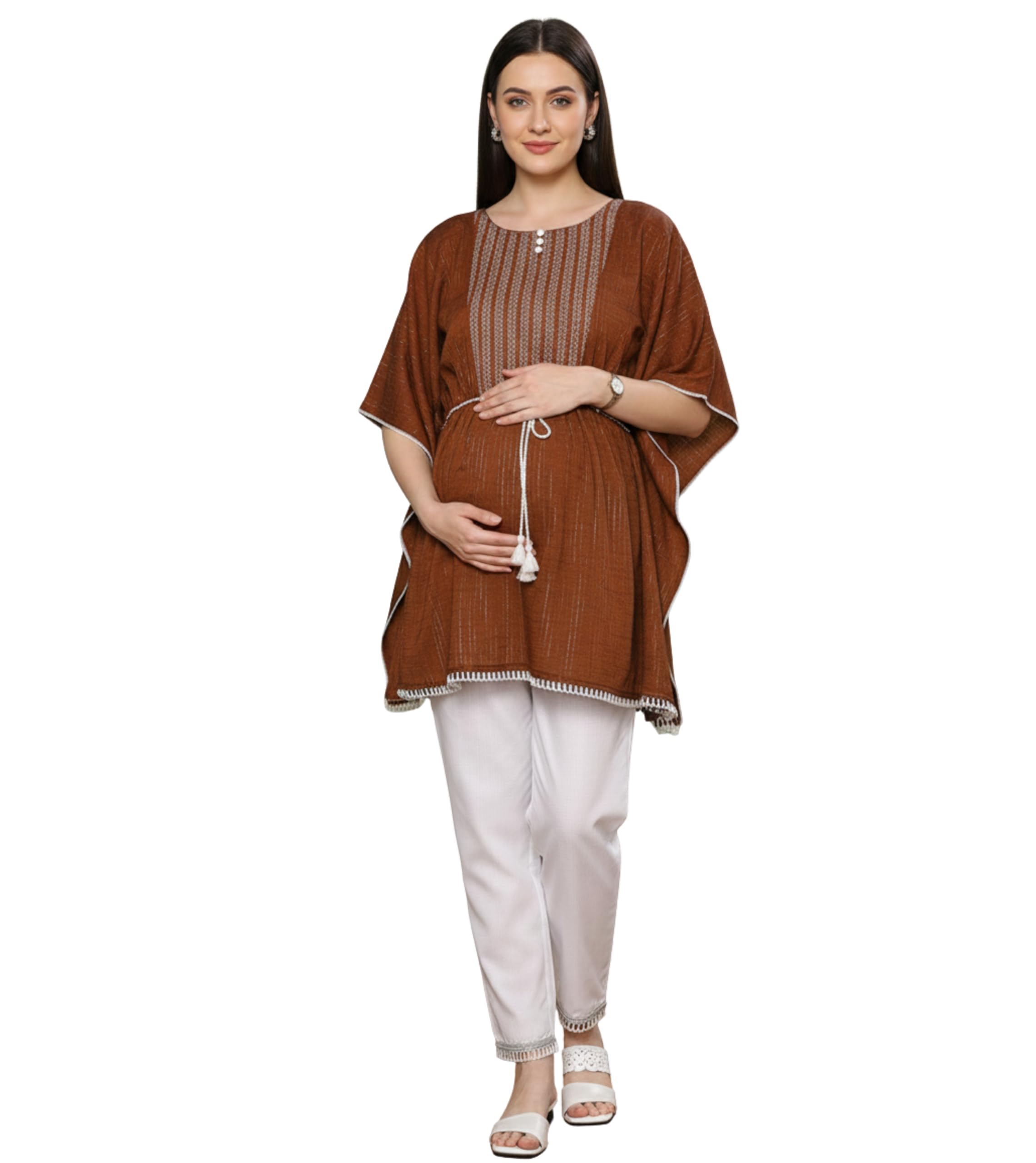 Maternity Kurta Sets for Women | Stylish Cotton Rayon Kaftan Kurti with Pant for Pre & Post Pregnancy | Feeding Dresses for Women Full Set-image-27