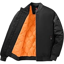 TBMPOY Men's Bomber Jacket Fall Winter Warm Windbreaker Padded Coats Casual Full Zip Stylish Glossy Varsity