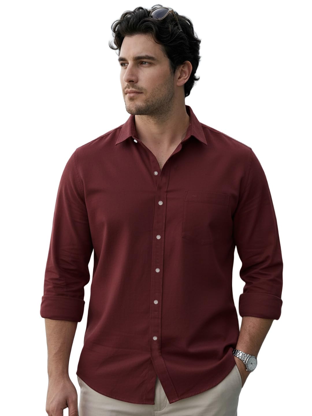 urbano plus Men's Cotton Full Sleeve Regular Fit Casual Solid Shirt-picture-25