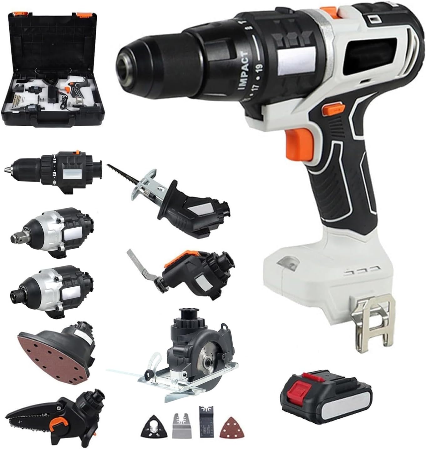 Cordless Power Tool Combo Kit - 10-in-1 Multi-Functional Brushless Tools with Rechargeable Battery for Home Improvement and DIY Projects