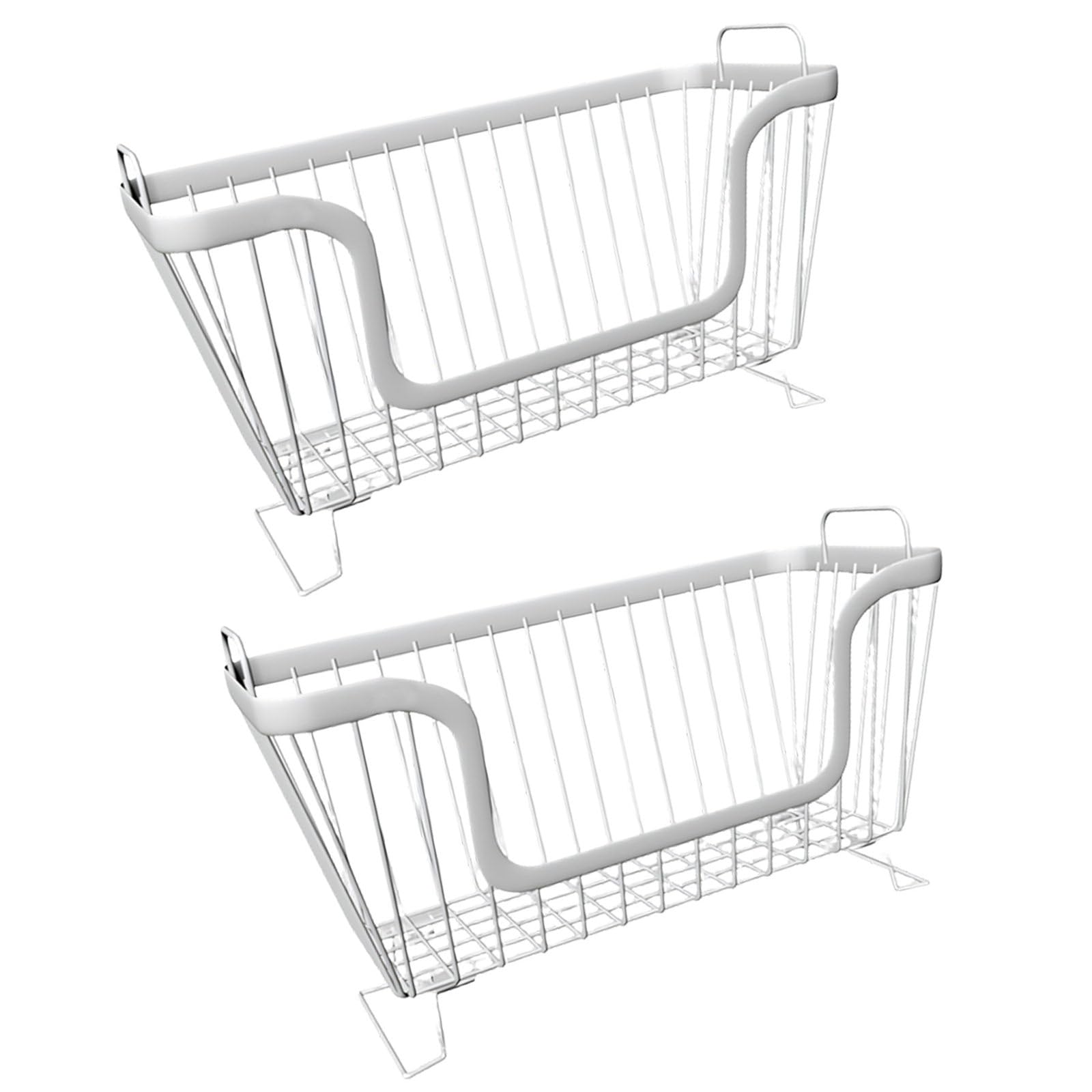 Stackable Open Design Iron Baskets with Sturdy Handles Metal Storage Bins for Multipurpose Home Organization Kitchen Organizers Baskets Stackable