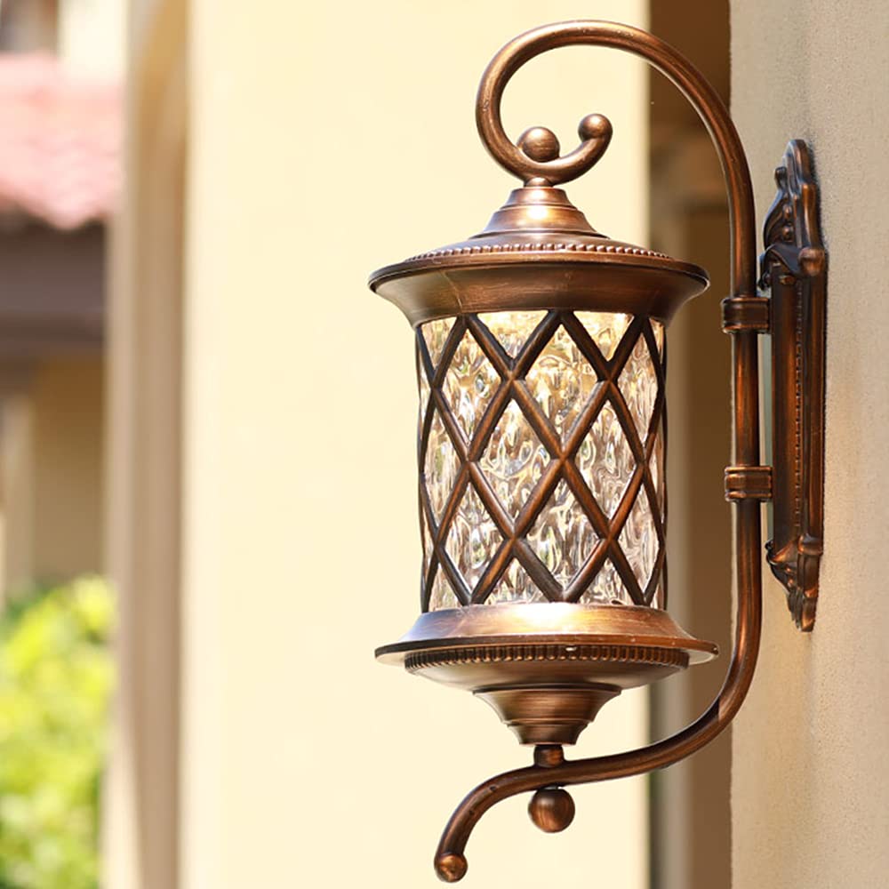 Vintage Wall Lanterns, Outdoor Wall Sconce Porch Light Fixture,Garden Villa Lighting Fixtures with Glass, Patio Rainproof Wall Lights Waterproof Wall Lamp for Garden, Hallway, Court-Yard