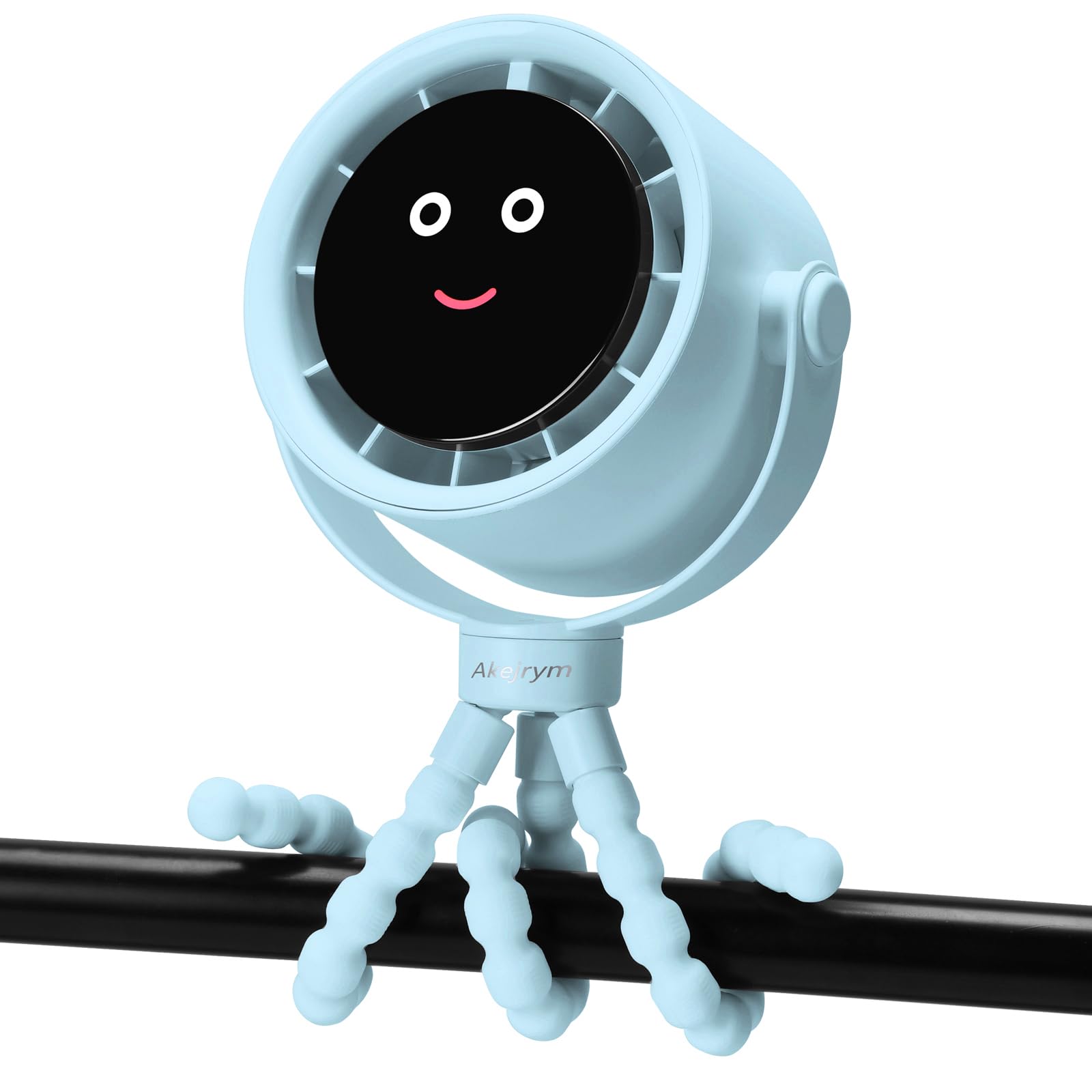 Akejrym Ventilatore per passeggino portatile, ventilatore personale da viaggio, Air Turbo Tech e display digitale, rimovibile a 5 velocità, ricaricabile, rotazione a 360°, treppiede flessibile, per