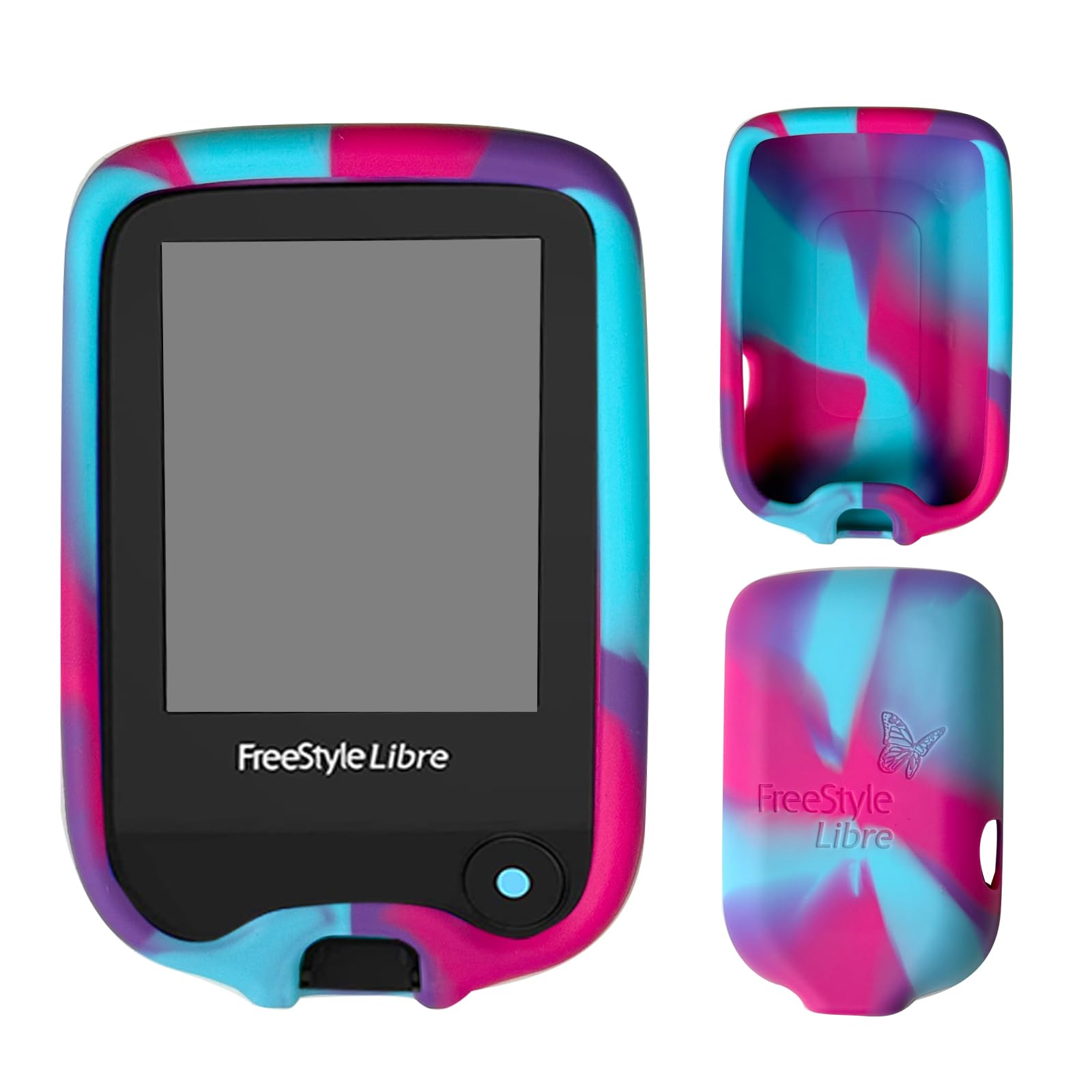 Schutzhülle für Freestyle Libre 1/2: TPU-Schutzhülle, Silikon, leicht, rutschfest, Schutzhülle (Pink+Blau)
