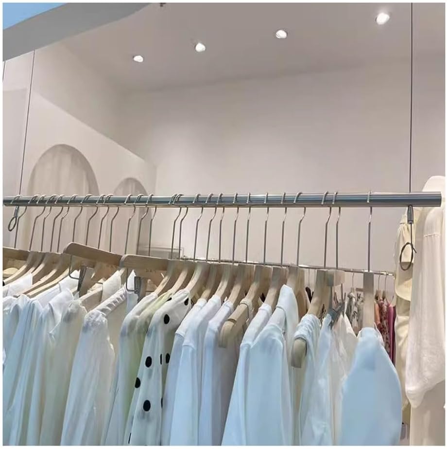 Height Adjustable Clothing Rack, Ceiling-Mounted Dress Hanger for Retail, Boutique or Home Use, Perfect for Wedding Dresses & Garment Storage (180cm)
