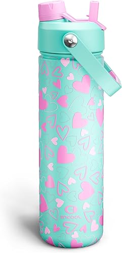 Miniatura 44 de ENCOOL Botella de agua aislada con popote, de acero inoxidable, a prueba de fugas, sin BPA, al vacío de doble pared que se mantiene fría durante 24