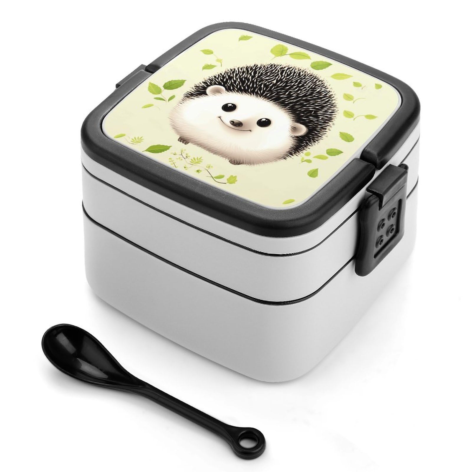 VstaDank Cute Hedgehog Bento Box Portable Adult Lunch Box with 2 Layer&Spoon Reusable Insulated Lunchbox Large Food Containers Leak Proof Lunch Containers for Work Camping Meal Prep