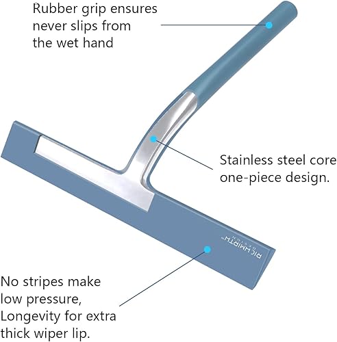 Miniatura 9 de RICHMIRTH Escobilla de goma de silicona y gancho para ventana de ducha de 11 pulgadas de ancho, escobilla de baño de silicona para puertas de ducha,