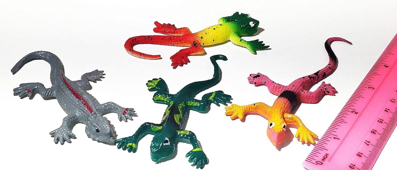 UpBrands Lot de 24 lézards extensibles peints de 7,6 cm, 4 modèles, kit pour fête d'anniversaire pour enfants, sacs à friandises, panier d'œufs de Pâques, remplissage de piñata, prix de classe
