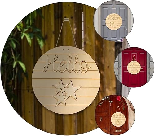 Miniatura 6 de KESYOO Decoración del hogar, letrero de bienvenida de temporada intercambiable, letrero de madera sin terminar para puerta delantera, letrero de