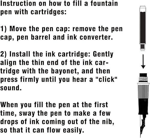 Miniatura 5 de BOCIYER 60 cartuchos de tinta para pluma estilográfica, diámetro de 0.134 in, tinta negra