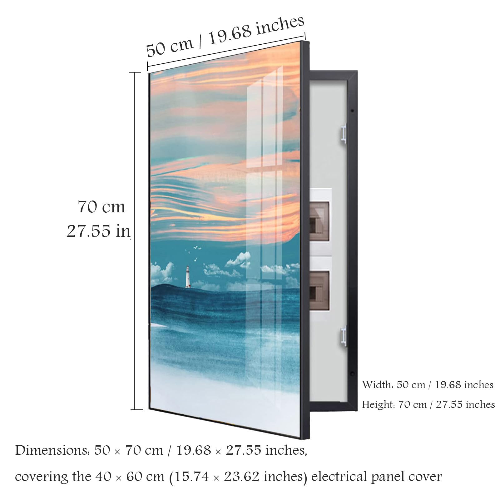 Copertura Quadro Elettrico - Decorativa Nascondi Contatore - Quadri Copri Contatori Elettrici da Parete - Protezione Affidabile per Il Tuo Quadro Elettrico,Black (d),50×70cm