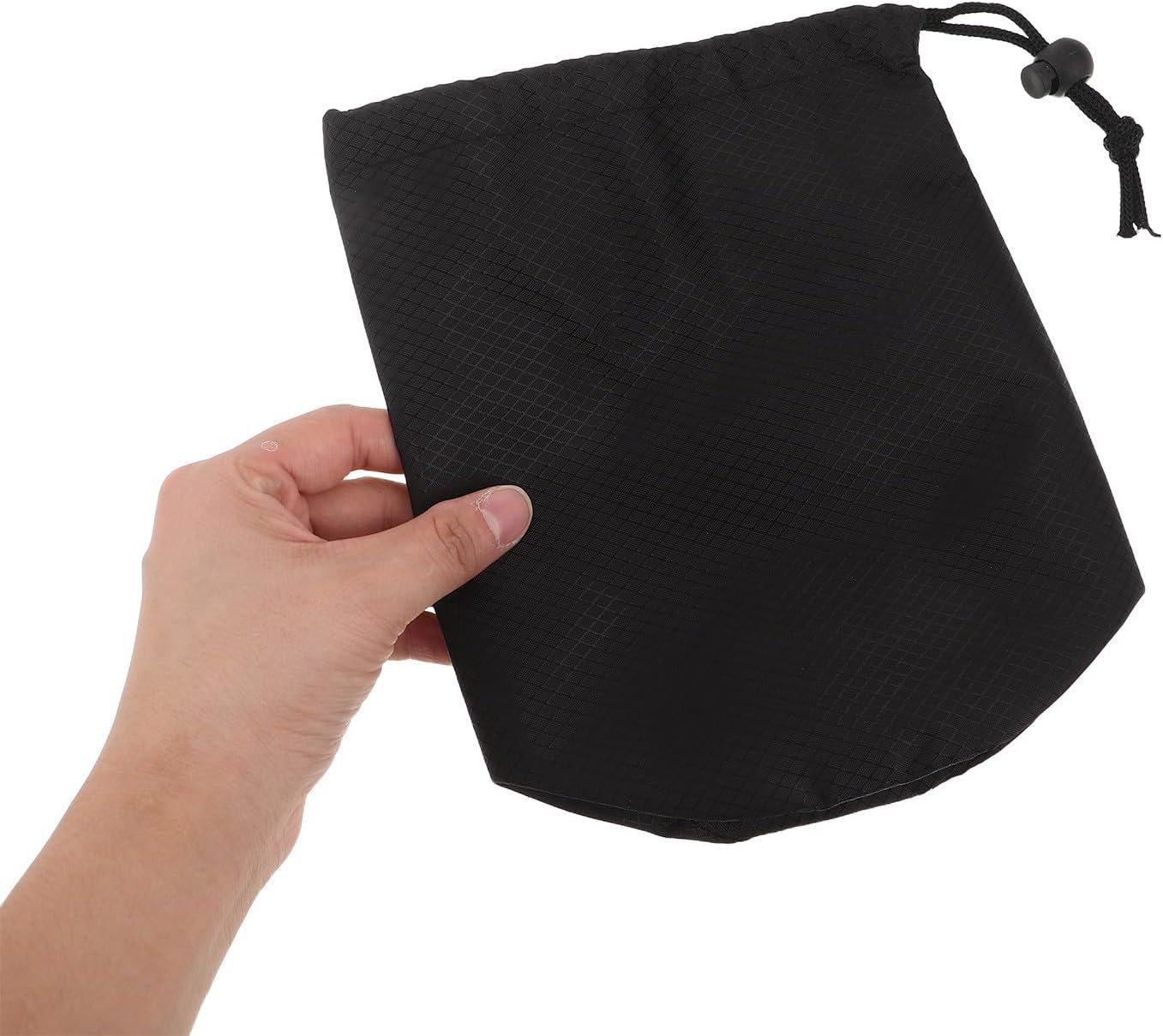 4pcs Lightweight Waterproof Drawstring Bag for Camping Gear and Coats, Black Oxford Cloth Small Stuff Sack Anti-Slip Texture, Round Bottom and Drawstring Closure, for Travel image 4