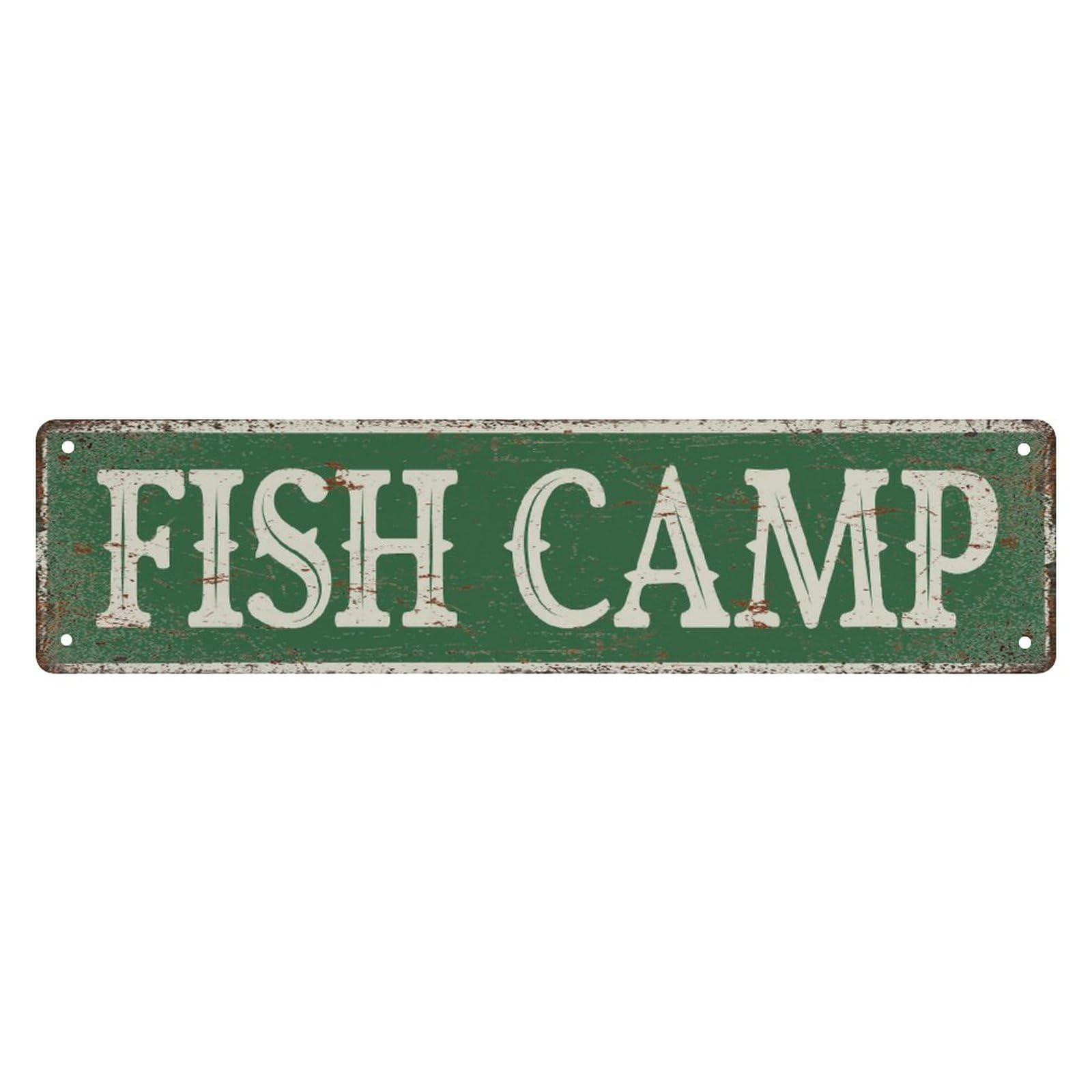 Vintage Street Sign Fish Camp Vintage Metal Tin Signs Decorations For Cafe Bar Kitchen 4x16 Inch