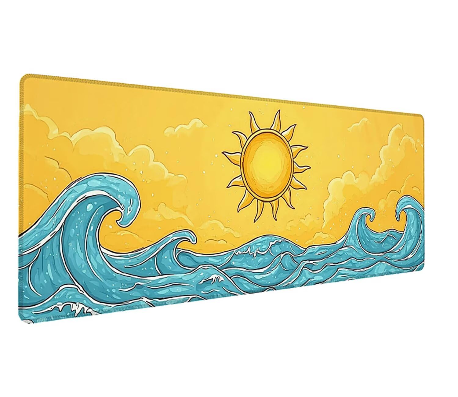 Podkładka pod mysz do gier XXL żółta krajobraz, podkładka pod mysz XXL - 1400 x 600 x 3 mm, podkładka pod mysz matowa, bardzo duża tkanina na biurko dla graczy, antypoślizgowa podstawa, dla graczy