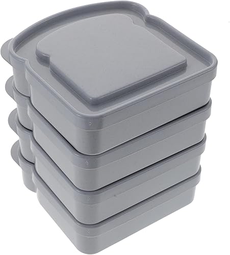 Paquete de 4 recipientes para sándwiches reutilizables, almacenamiento de alimentos de plástico con cierre a presión para frutas, ensaladas,