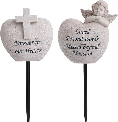 Jarrones de tumba de cementerio de ángel y cruz, decoraciones de tumbas para cementerio, regalos conmemorativos por pérdida de seres queridos, juego