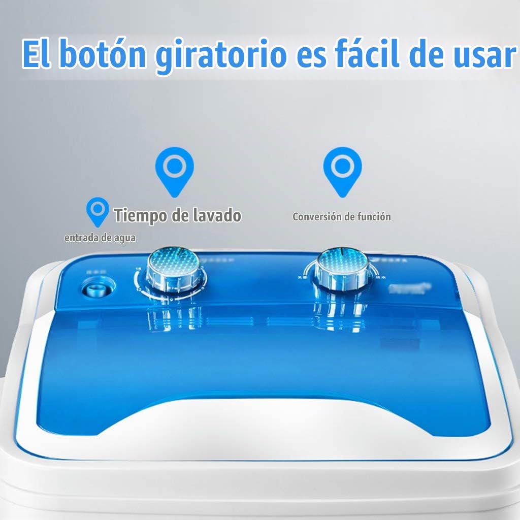 Hogar Mini Solo Barril Lavadora de Ropa Compacta Pequeña, para Apartamentos, Lavado/Deshidratación Programada con Un Solo Clic, Eficiente en Energía, Gris, Lavadora